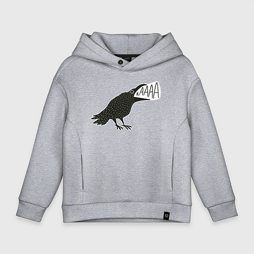 Детское худи оверсайз Кричащая ворона / Меланж – фото 1