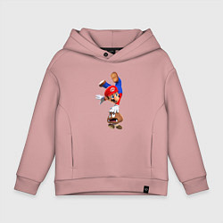 Толстовка оверсайз детская Марио на грибе, цвет: пыльно-розовый