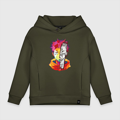 Детское худи оверсайз Магическая битва Итадори Юдзи и Двуликий призрак / Хаки – фото 1