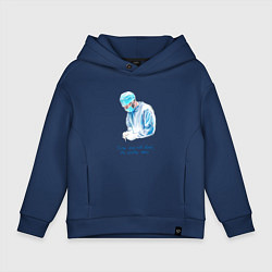 Толстовка оверсайз детская Лечит не время - лечит доктор, цвет: тёмно-синий