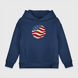 Толстовка оверсайз детская Flag USA, цвет: тёмно-синий