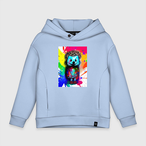 Детское худи оверсайз Акварельный эскиз ёжика - живопись / Мягкое небо – фото 1