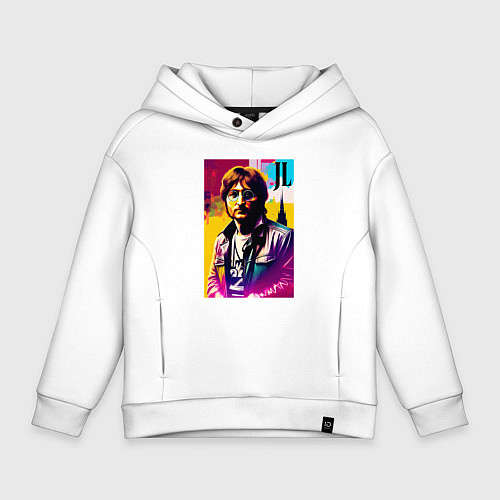 Детское худи оверсайз John Lennon - world legend / Белый – фото 1