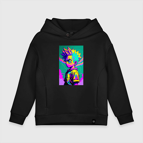 Детское худи оверсайз Bart Simpson - pop art / Черный – фото 1