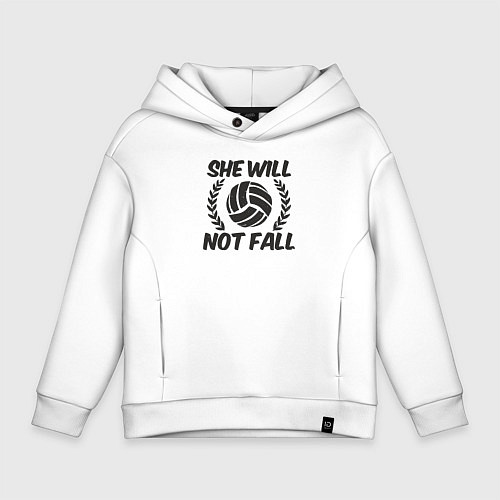 Детское худи оверсайз She will not fall / Белый – фото 1