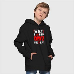Толстовка оверсайз детская Надпись eat sleep DayZ repeat, цвет: черный — фото 2