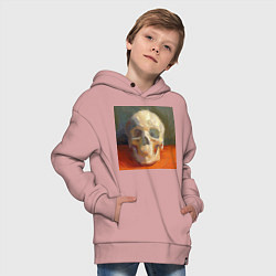 Толстовка оверсайз детская Череп живопись, цвет: пыльно-розовый — фото 2