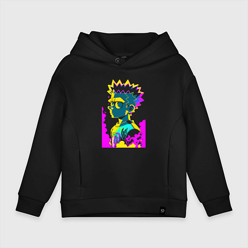 Детское худи оверсайз Bart Simpson - pop art / Черный – фото 1