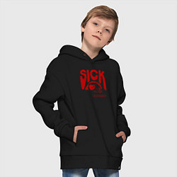 Толстовка оверсайз детская Sick i cant away from you red, цвет: черный — фото 2