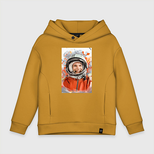 Детское худи оверсайз Гагарин арт / Горчичный – фото 1