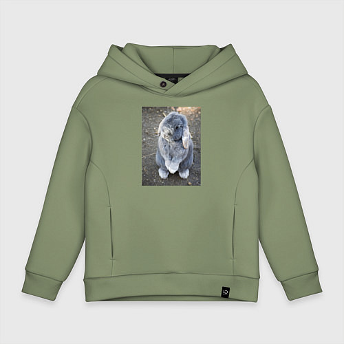 Детское худи оверсайз Кролик очаровашка / Авокадо – фото 1