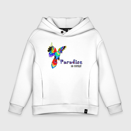Детское худи оверсайз Райская птица / Белый – фото 1