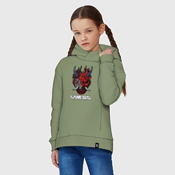 Толстовка оверсайз детская Samurai logo, цвет: авокадо — фото 2