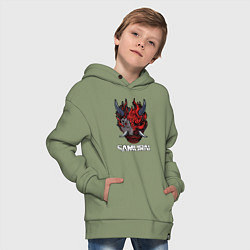 Толстовка оверсайз детская Samurai logo, цвет: авокадо — фото 2