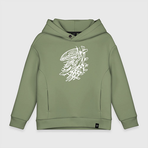 Детское худи оверсайз Белый осётр / Авокадо – фото 1