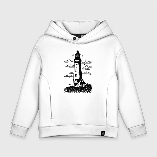 Детское худи оверсайз Маяк рисунок / Белый – фото 1