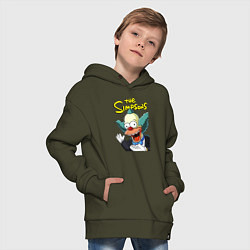 Толстовка оверсайз детская Krusty the clown, цвет: хаки — фото 2