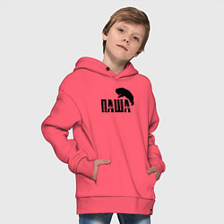 Толстовка оверсайз детская Паша и медведь, цвет: коралловый — фото 2