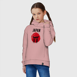 Толстовка оверсайз детская Japan red sun, цвет: пыльно-розовый — фото 2