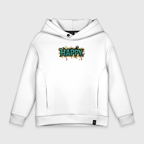 Детское худи оверсайз Happy mood / Белый – фото 1