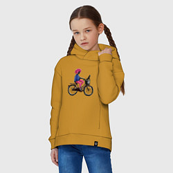 Толстовка оверсайз детская Девушка с собачкой на велосипеде, цвет: горчичный — фото 2