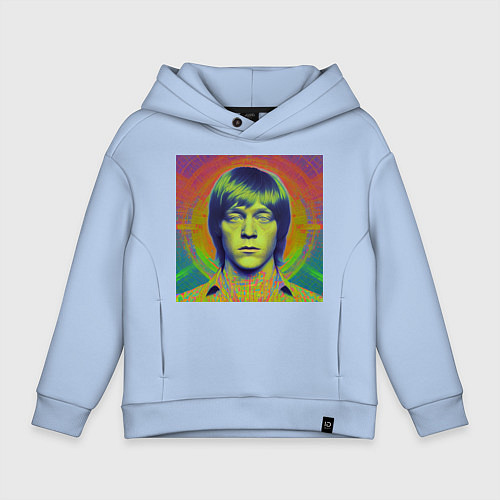 Детское худи оверсайз Brian Jones Digital Glitch Art / Мягкое небо – фото 1