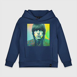 Толстовка оверсайз детская Brian Jones Pop Glitch Art, цвет: тёмно-синий