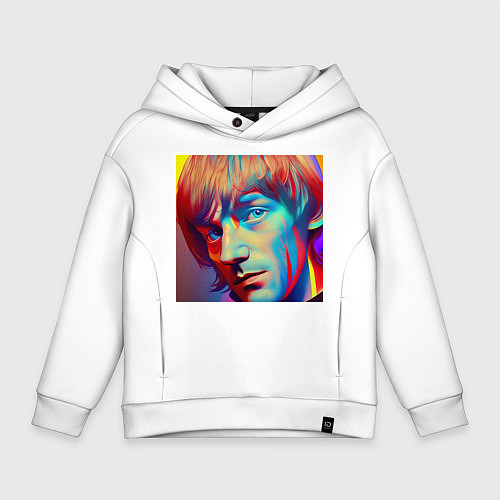 Детское худи оверсайз Brian Jones Cartoon Glitch Art / Белый – фото 1