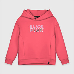 Толстовка оверсайз детская Blackpink logo Jisoo Lisa Jennie Rose, цвет: коралловый