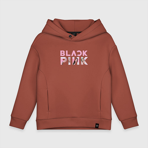 Детское худи оверсайз Blackpink logo Jisoo Lisa Jennie Rose / Кирпичный – фото 1