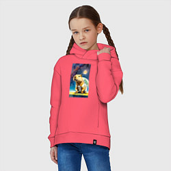 Толстовка оверсайз детская Capybara brave astronaut - neural network, цвет: коралловый — фото 2