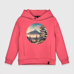 Толстовка оверсайз детская Природа Японии и Дальнего Востока, цвет: коралловый