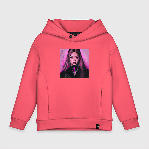 Детское худи оверсайз Blackpink Jennie аниме рисунок / Коралловый – фото 1