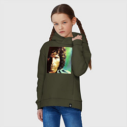 Толстовка оверсайз детская Jim Morrison One eye Digital Art, цвет: хаки — фото 2
