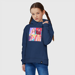 Толстовка оверсайз детская Colorful Black Pink, цвет: тёмно-синий — фото 2