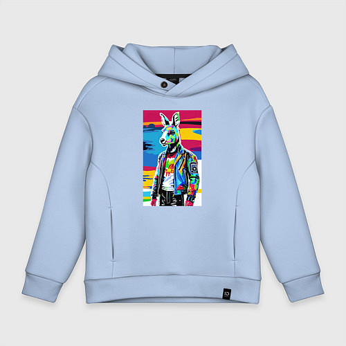 Детское худи оверсайз Кенгуру-модник - поп-арт - Австралия / Мягкое небо – фото 1