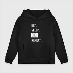 Толстовка оверсайз детская Eat Sleep EXO Repeat, цвет: черный