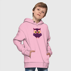Толстовка оверсайз детская Сиреневая сова с большими глазами, цвет: светло-розовый — фото 2