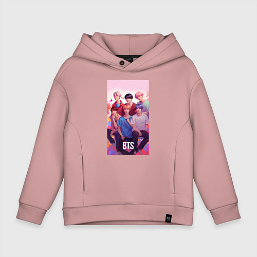 Детское худи оверсайз BTS art anime style / Пыльно-розовый – фото 1