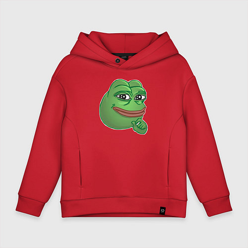 Детское худи оверсайз Лягушонок Пепе не доволен тобой / Красный – фото 1