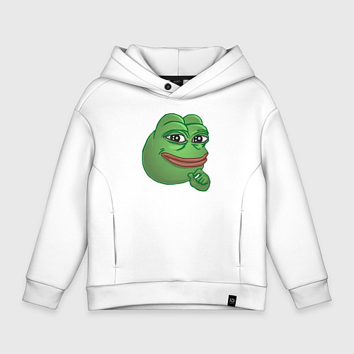 Детское худи оверсайз Лягушонок Пепе не доволен тобой / Белый – фото 1