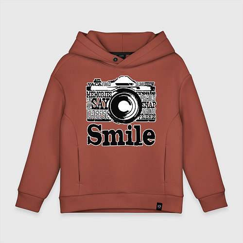 Детское худи оверсайз Smile camera / Кирпичный – фото 1