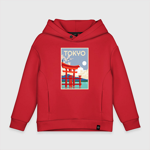 Детское худи оверсайз Tokyo - japan / Красный – фото 1