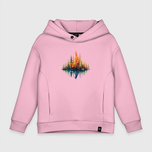 Детское худи оверсайз Геометрический лес / Светло-розовый – фото 1
