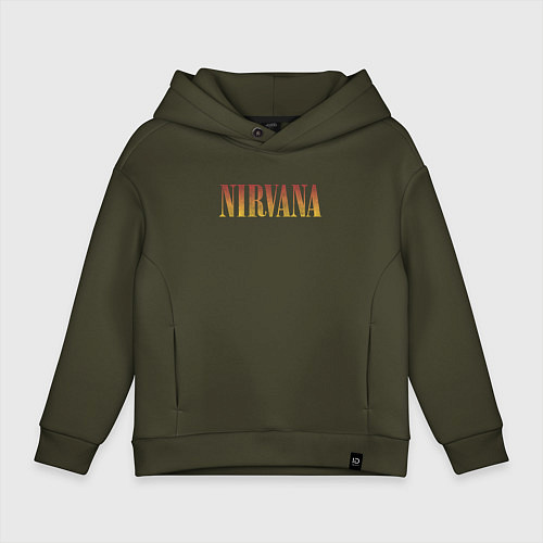 Детское худи оверсайз Nirvana logo / Хаки – фото 1