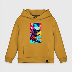 Толстовка оверсайз детская Cool skull - pop art, цвет: горчичный