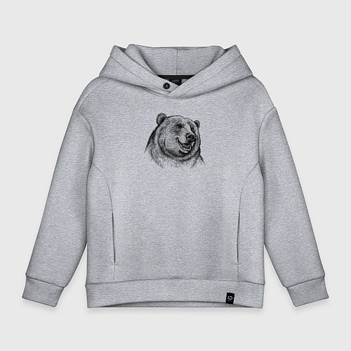 Детское худи оверсайз Медведь улыбается / Меланж – фото 1