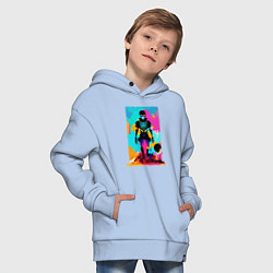 Толстовка оверсайз детская Funny skeleton - pop art - neural network, цвет: мягкое небо — фото 2