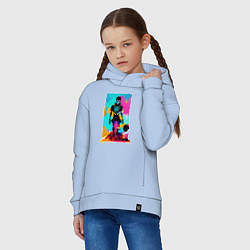 Толстовка оверсайз детская Funny skeleton - pop art - neural network, цвет: мягкое небо — фото 2
