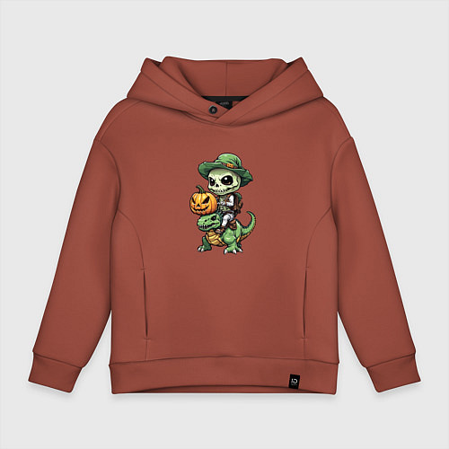 Детское худи оверсайз Верхом на драконе / Кирпичный – фото 1